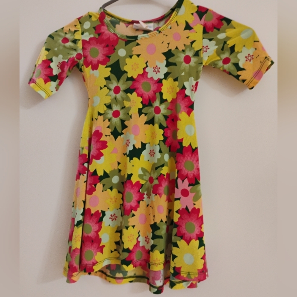 LuLaRoe Kids Floral Dress - Green, Pink, Yellow